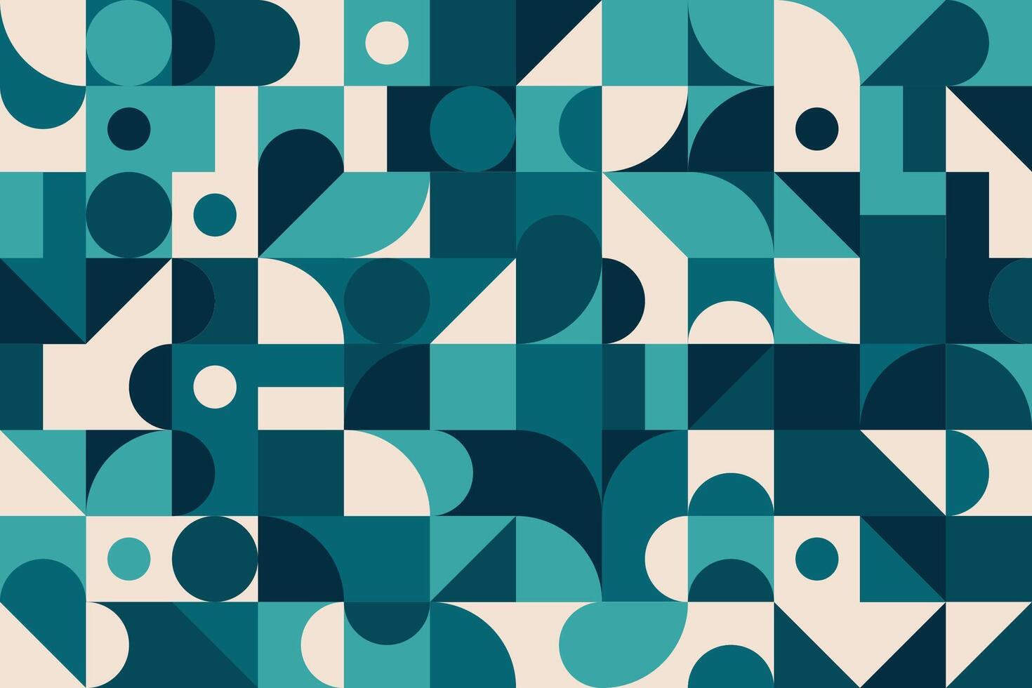Stylish geometric pattern with varying shades of teal and white, featuring a mix of circles and rounded squares vector