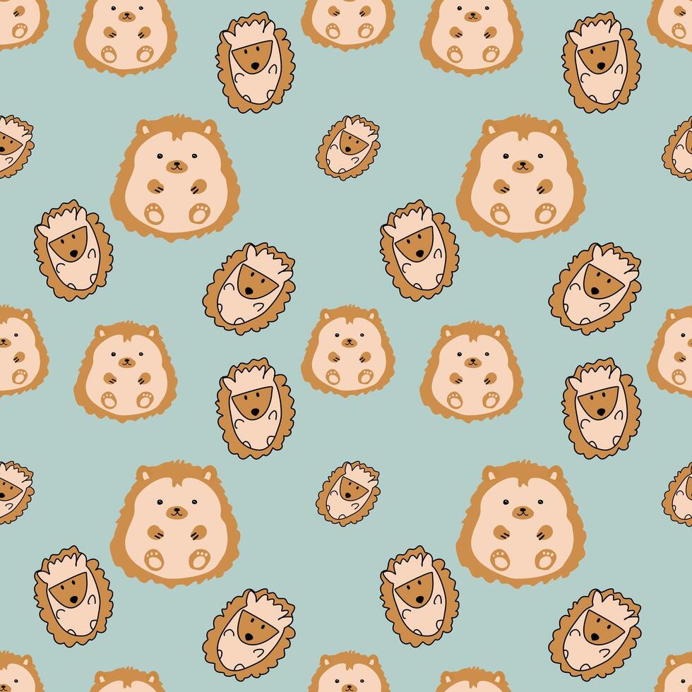 Hedgehog and porcupine Seamless pattern vector
