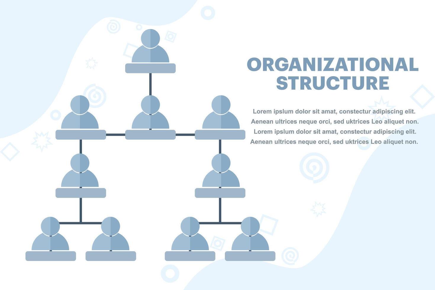 The concept of organizational structure in a company or business. Infographic design template with your text full of character. Flat illustration on background. vector