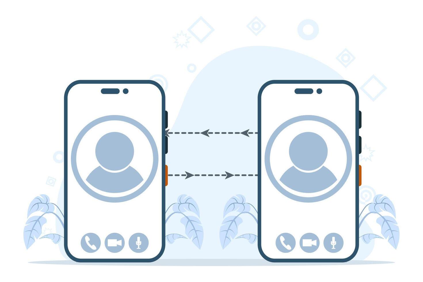 call technology concept. people making calls. Multimedia smart phone communication technology website flat template illustration. vector