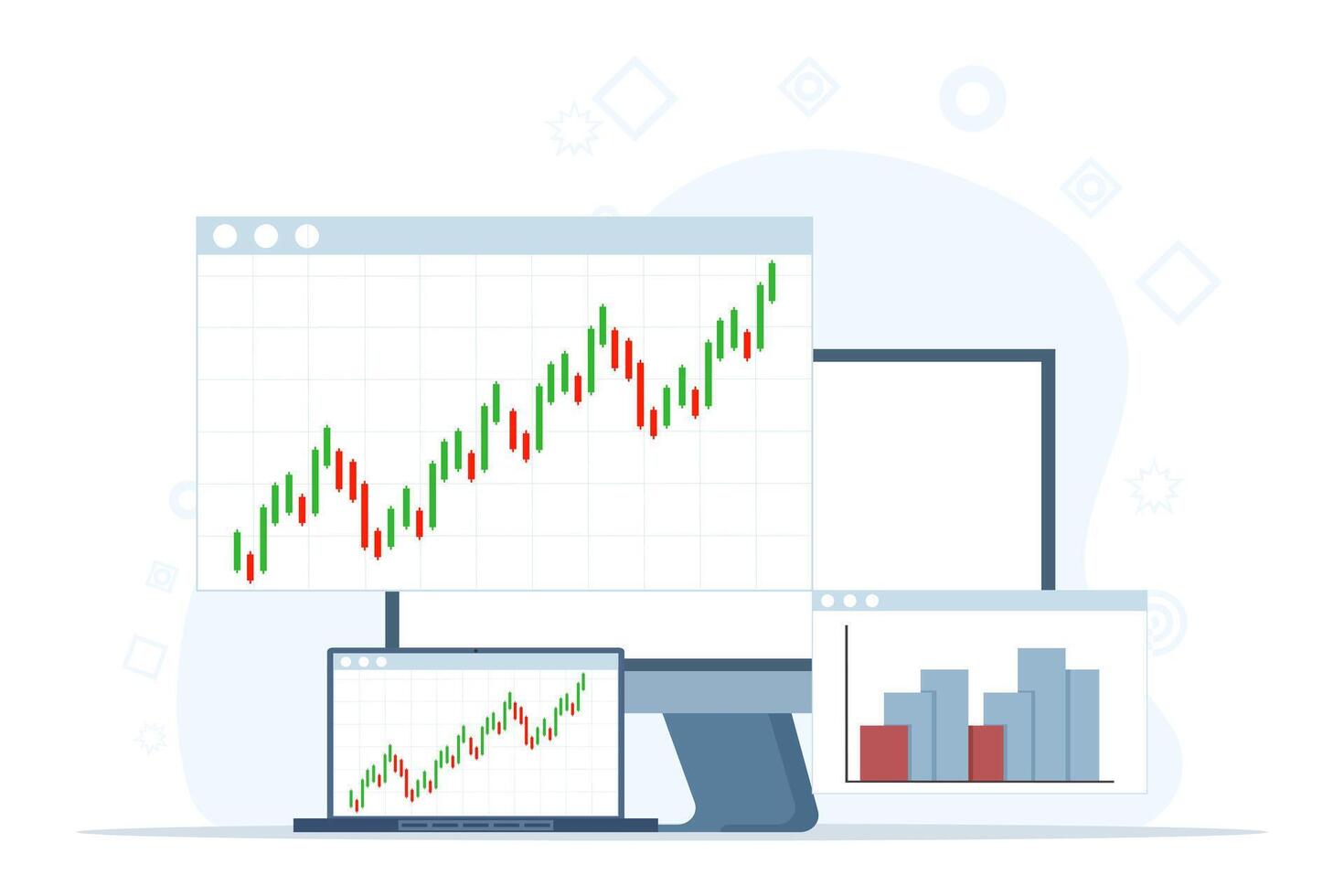 forex or crypto currency trading or exchange concept. investment instruments. Flat illustration for premium template with landscape mode. vector