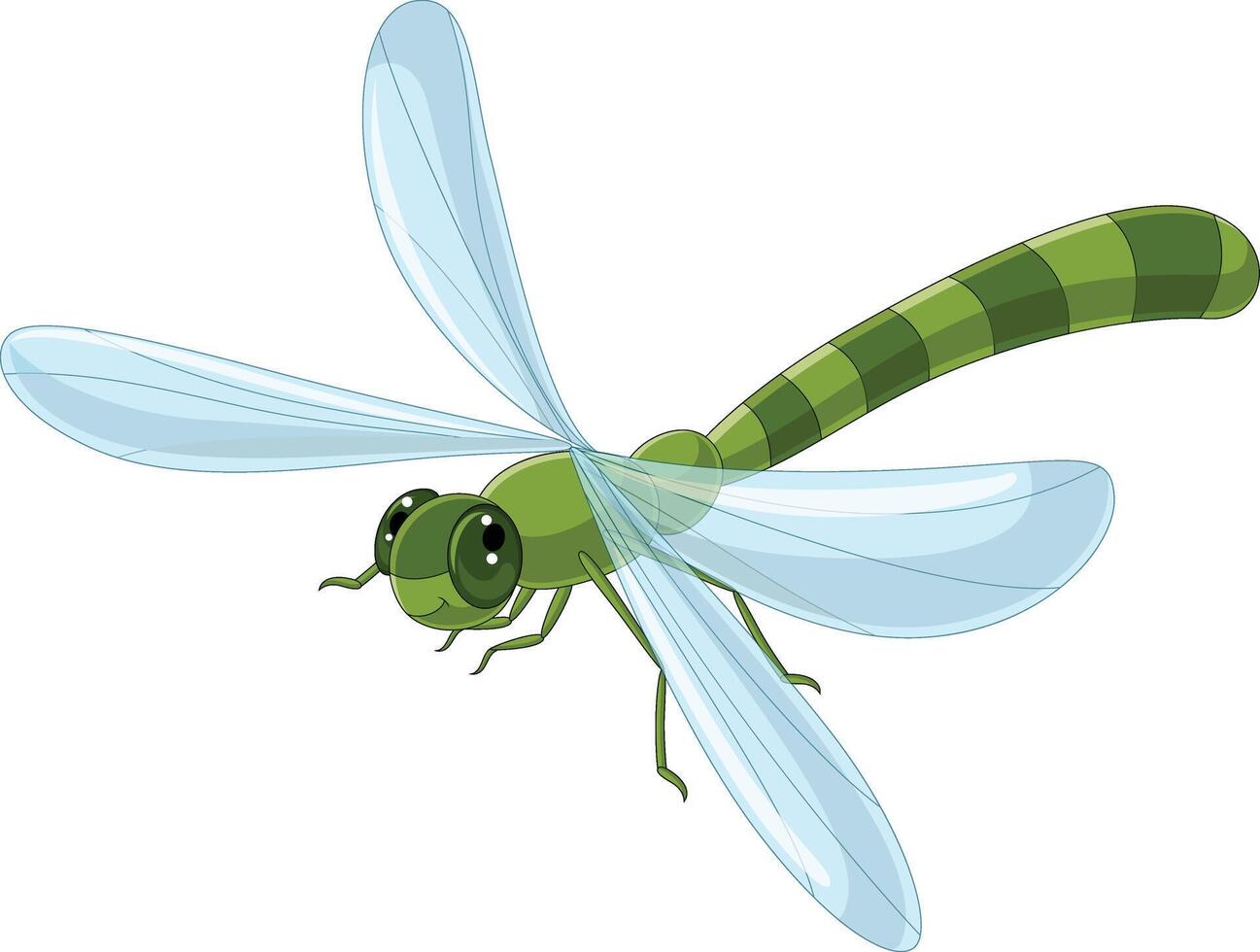 Cartoon funny dragonfly on white background vector