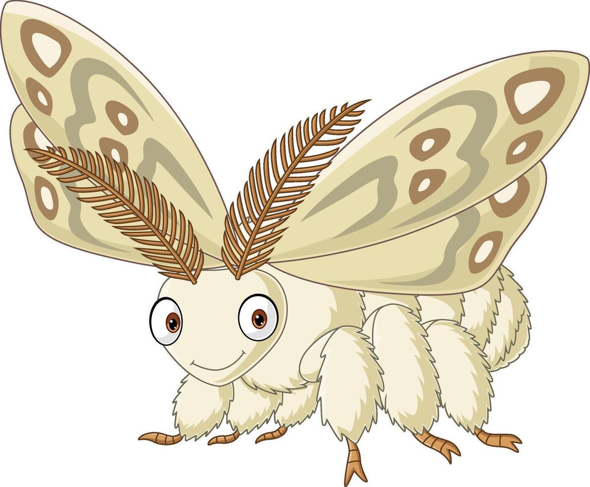 Cartoon moth insect on white background vector