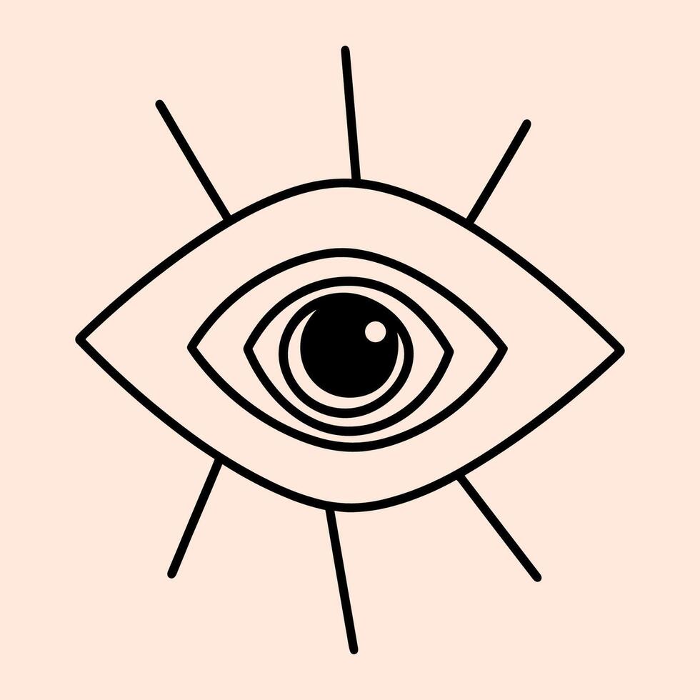 Evil eye spiritual protection symbol minimalist black line drawing witchy illustration cut file vector