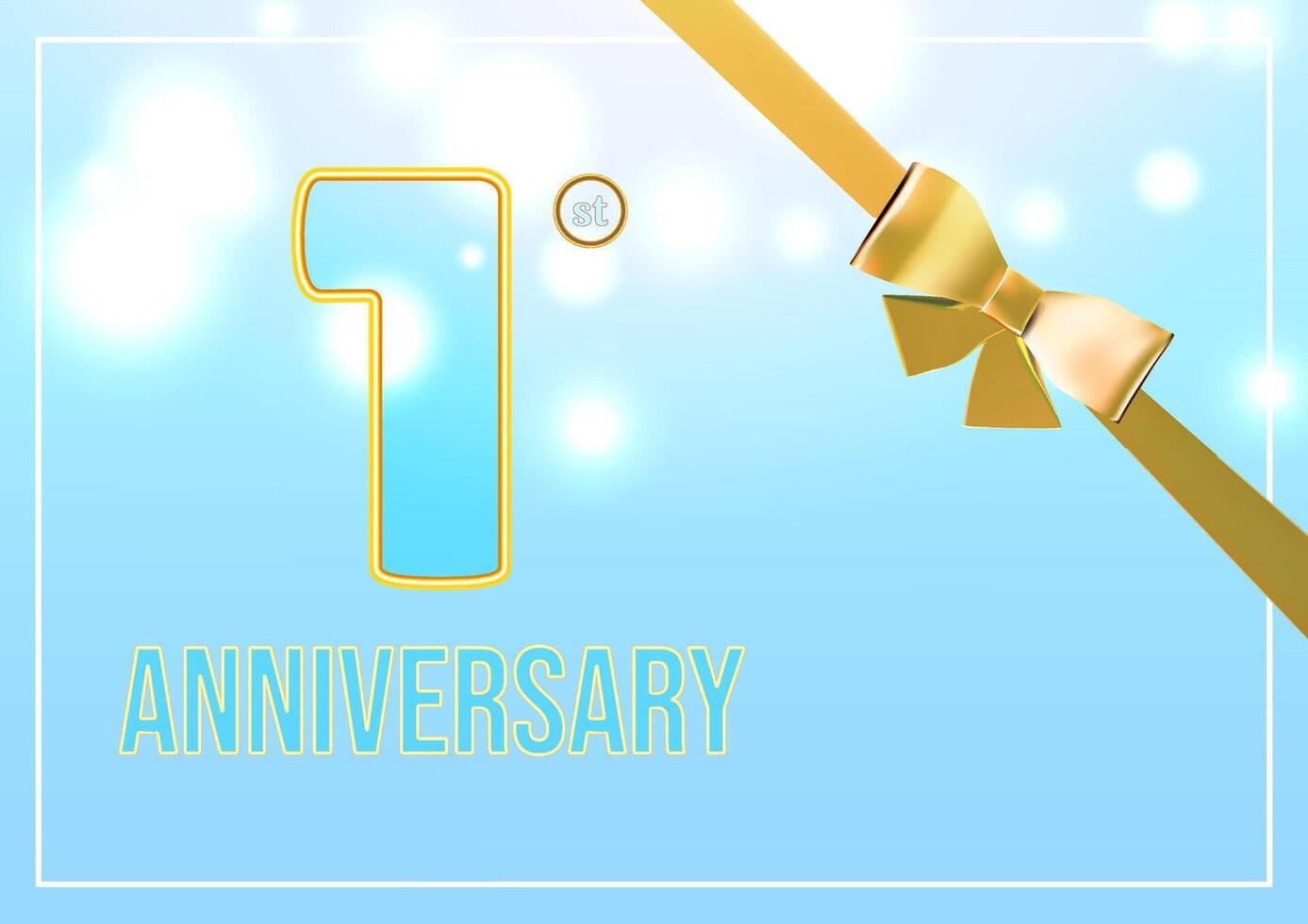 Anniversary celebration date number golden outline with a bow flyer vector