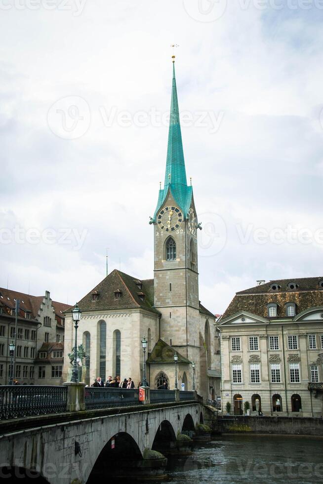 Scenic summer view of the Old Town architecture of Zurich photo