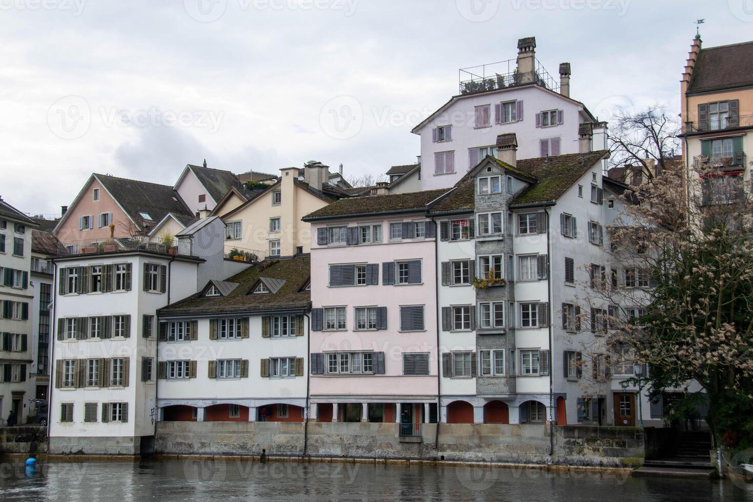 Scenic summer view of the Old Town architecture of Zurich photo