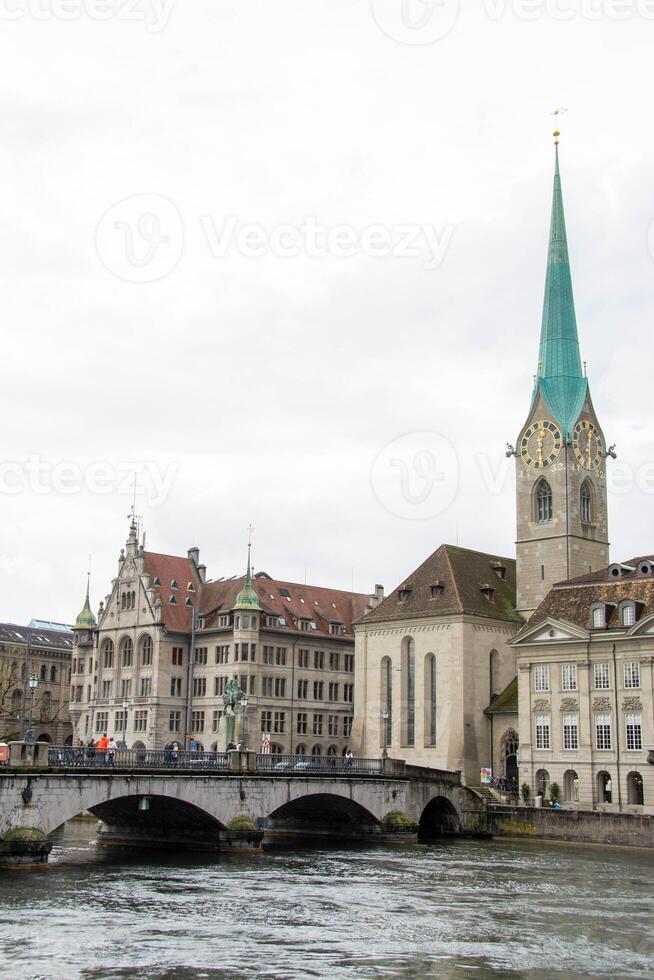 Scenic summer view of the Old Town architecture of Zurich photo