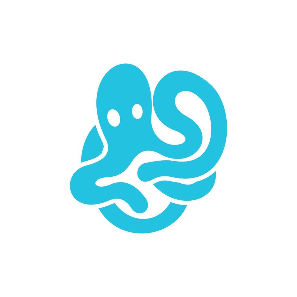 Blue Octopus Animal modern and unique logo design template vector
