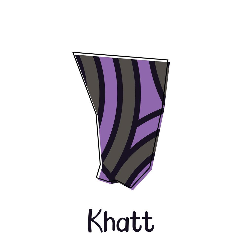 Khatt Map City illustration design, Simplified map of Khatt region in UEA with Arabic word vector