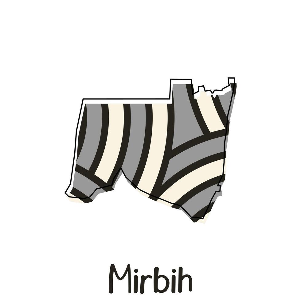 Mirbih Map City illustration design, Simplified map of Mirbih region in UEA with Arabic word vector
