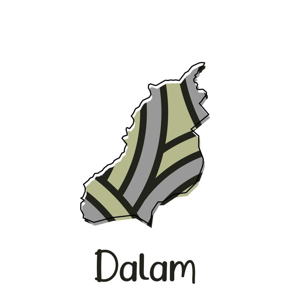 Map City of Dalam design, national borders and important cities illustration vector