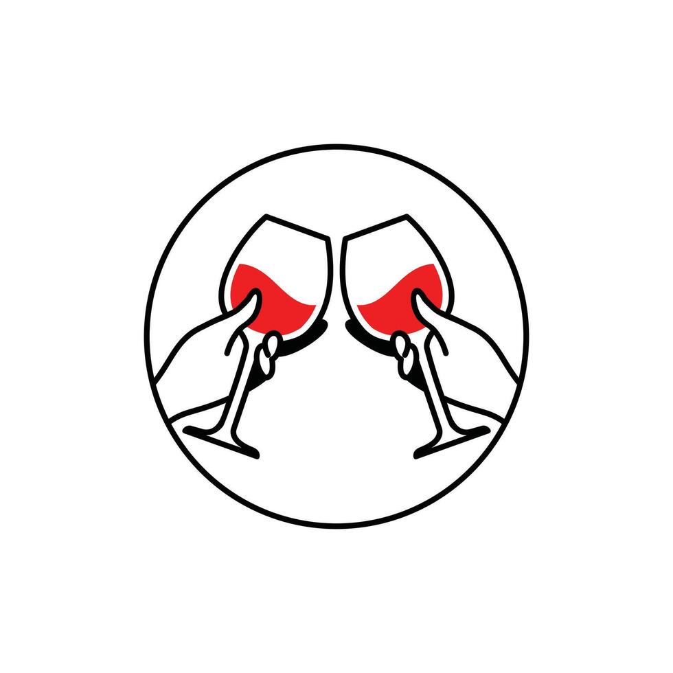 Hand Cheers wine logo design template, suitable for your company vector