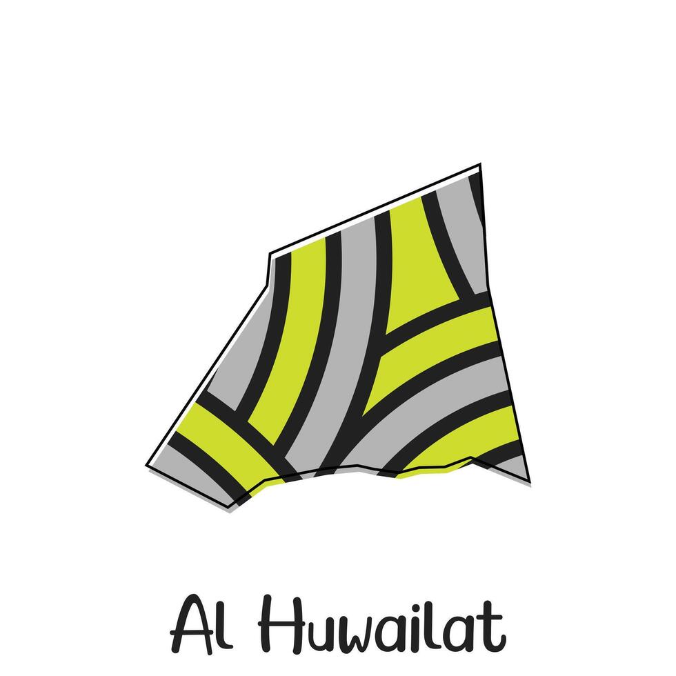 Al Huwailat Map City illustration design, Simplified map of Al Huwailat region in UEA with Arabic word vector