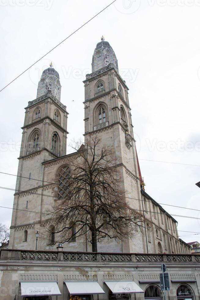 Scenic summer view of the Old Town architecture of Zurich photo