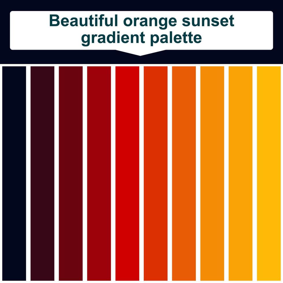 Beautiful orange sunset gradient palette. Abstract Colored Palette Guide. Elegant concept color palette vector