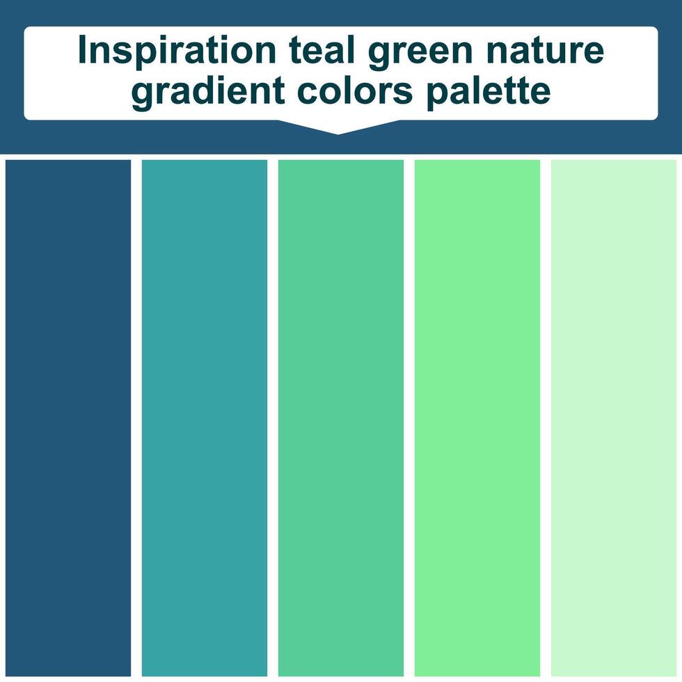 Inspiration teal green nature gradient colors palette. 5 set color palette. Beautiful color palette vector