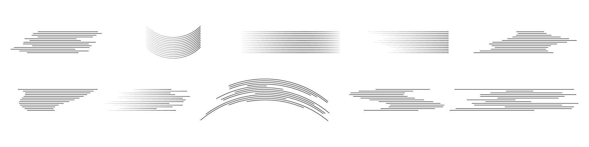 Speed lines isolated set. Comic speed motion lines collection. Motion effect for your design. illustration vector