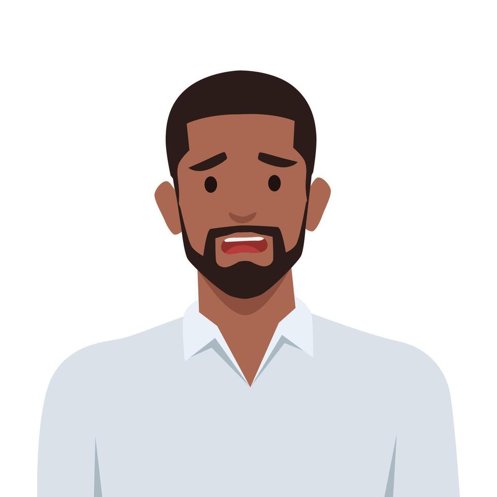 Anxious young man feel distressed worried suffer from panic attack. vector
