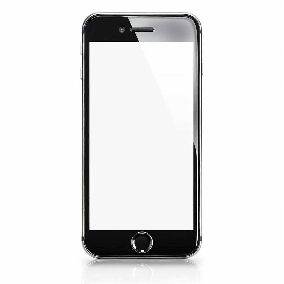 Modern smartphone with a blank screen isolated on white background photo