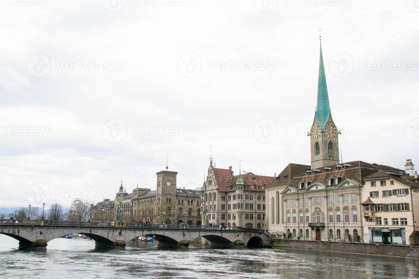 Scenic summer view of the Old Town architecture of Zurich photo
