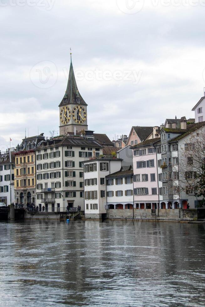 Scenic summer view of the Old Town architecture of Zurich photo