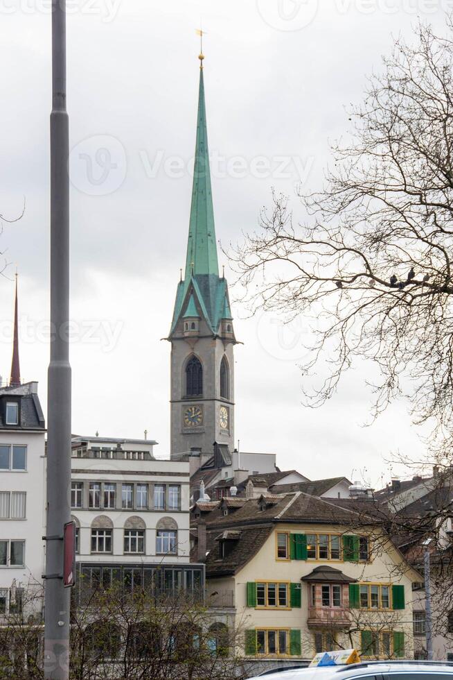 Scenic summer view of the Old Town architecture of Zurich photo