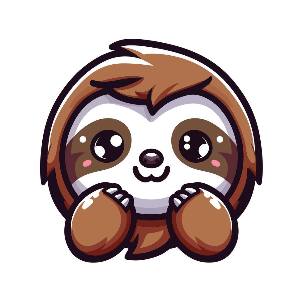 Cute Sloth emblem logo cartoon vector