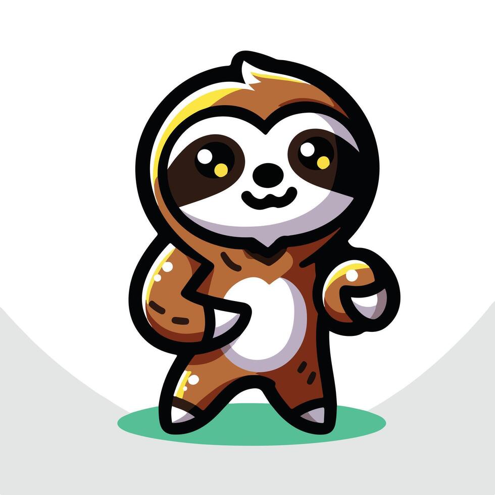 Cute Sloth emblem logo cartoon vector