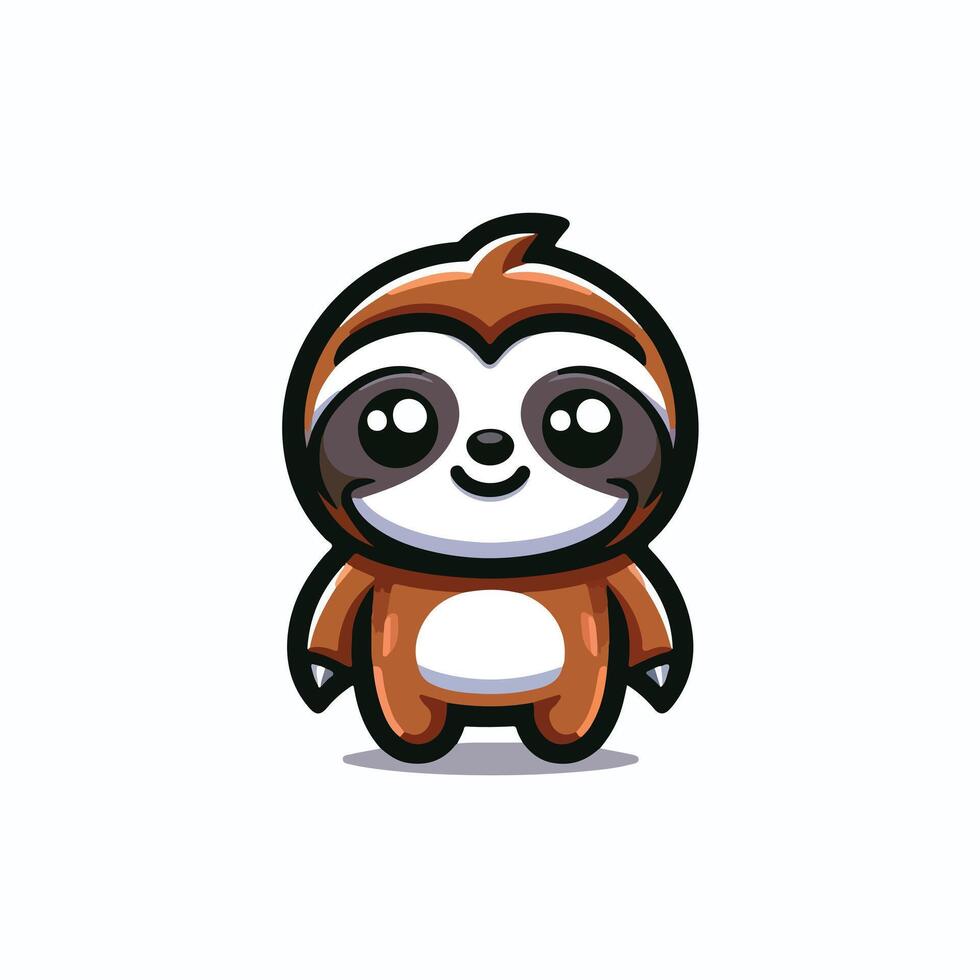 Cute Sloth emblem logo cartoon vector