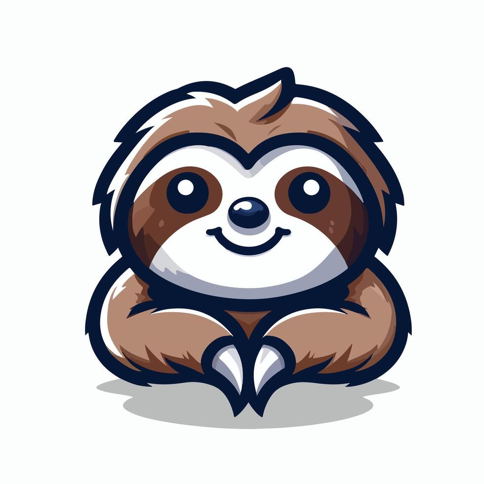 Cute Sloth emblem logo cartoon vector