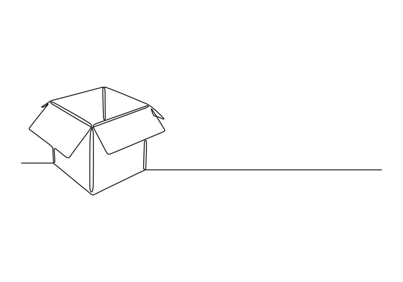 Open box continuous one line drawing premium illustration vector