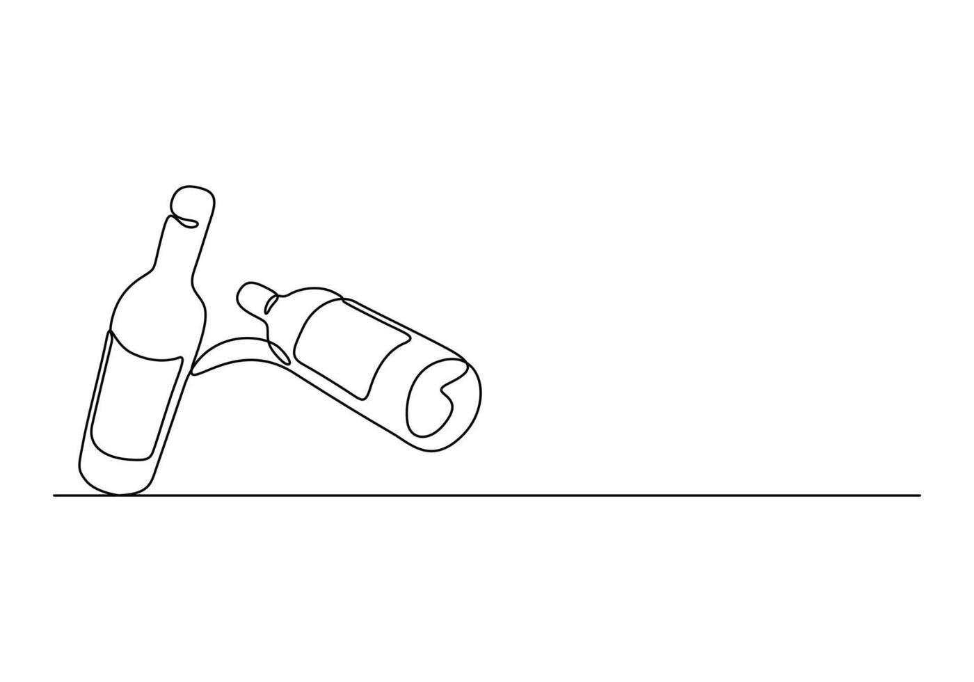 Wine glass and bottle one continuous line drawing pro illustration vector