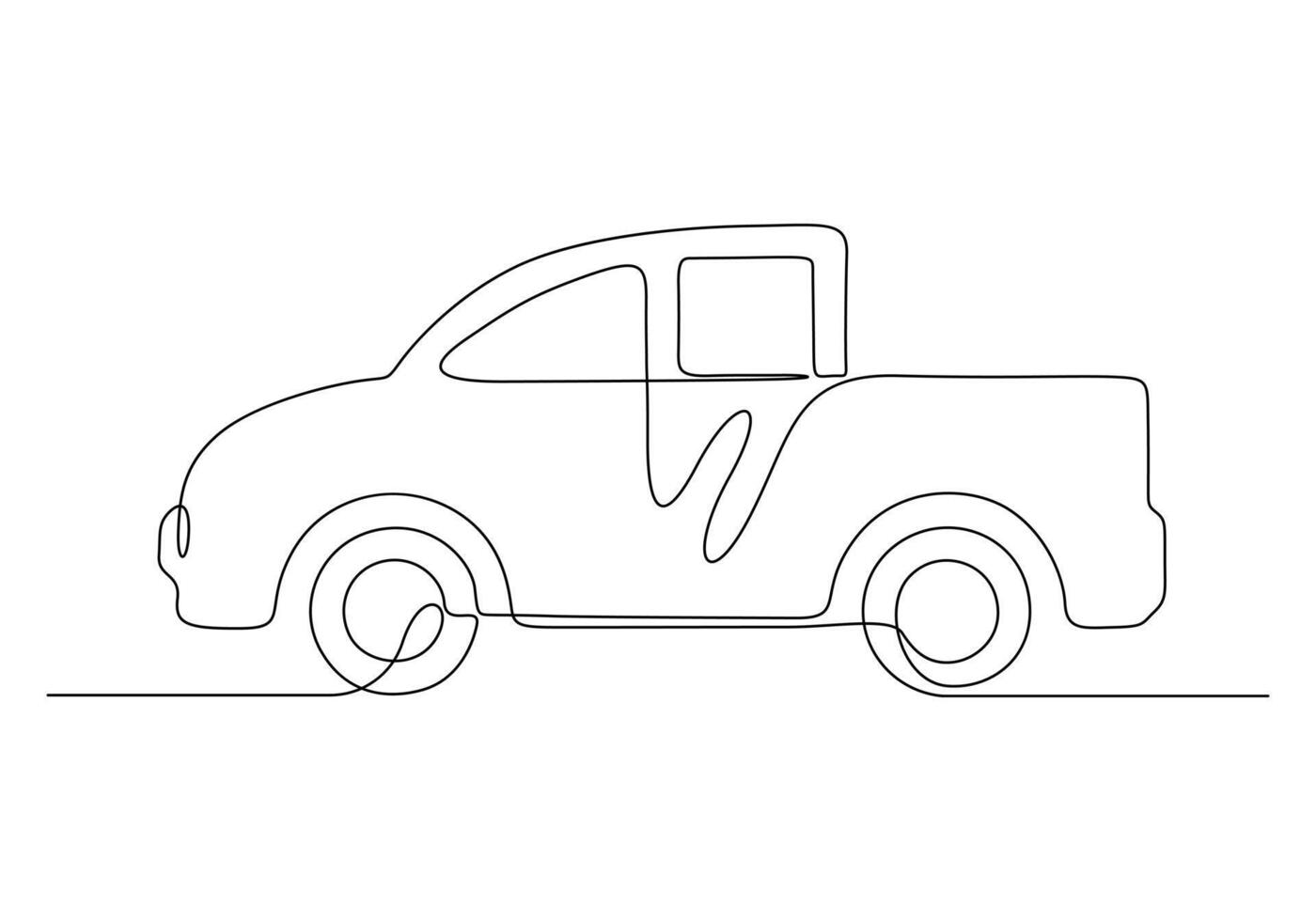 Pickup truck continuous one line drawing pro illustration vector