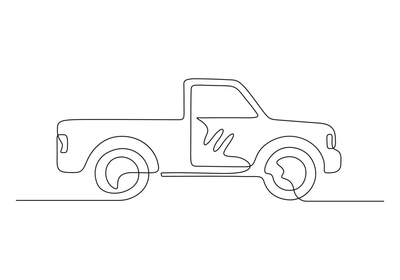 Pickup truck continuous one line drawing pro illustration vector