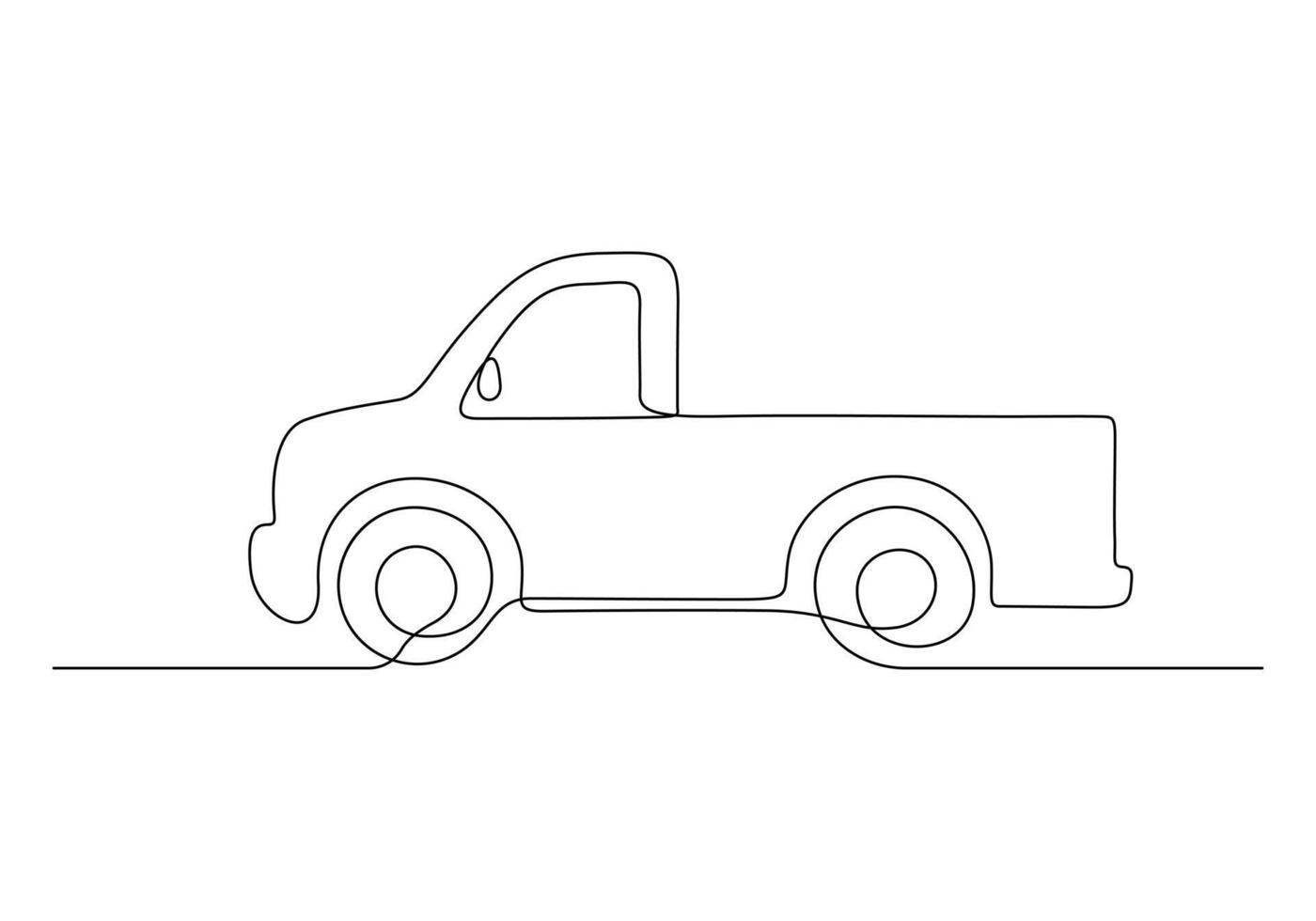 Pickup truck continuous one line drawing pro illustration vector