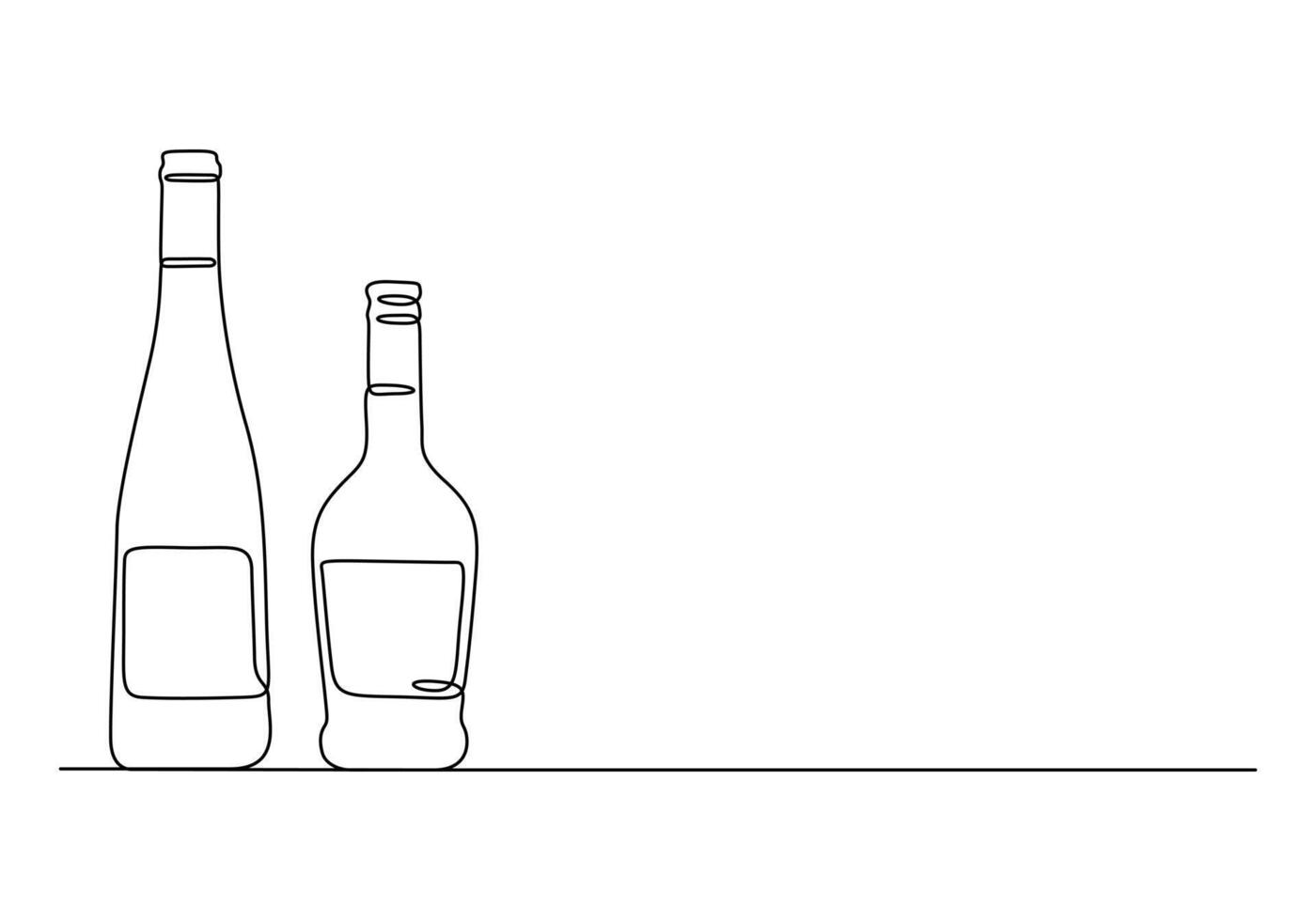 Wine glass and bottle one continuous line drawing pro illustration vector