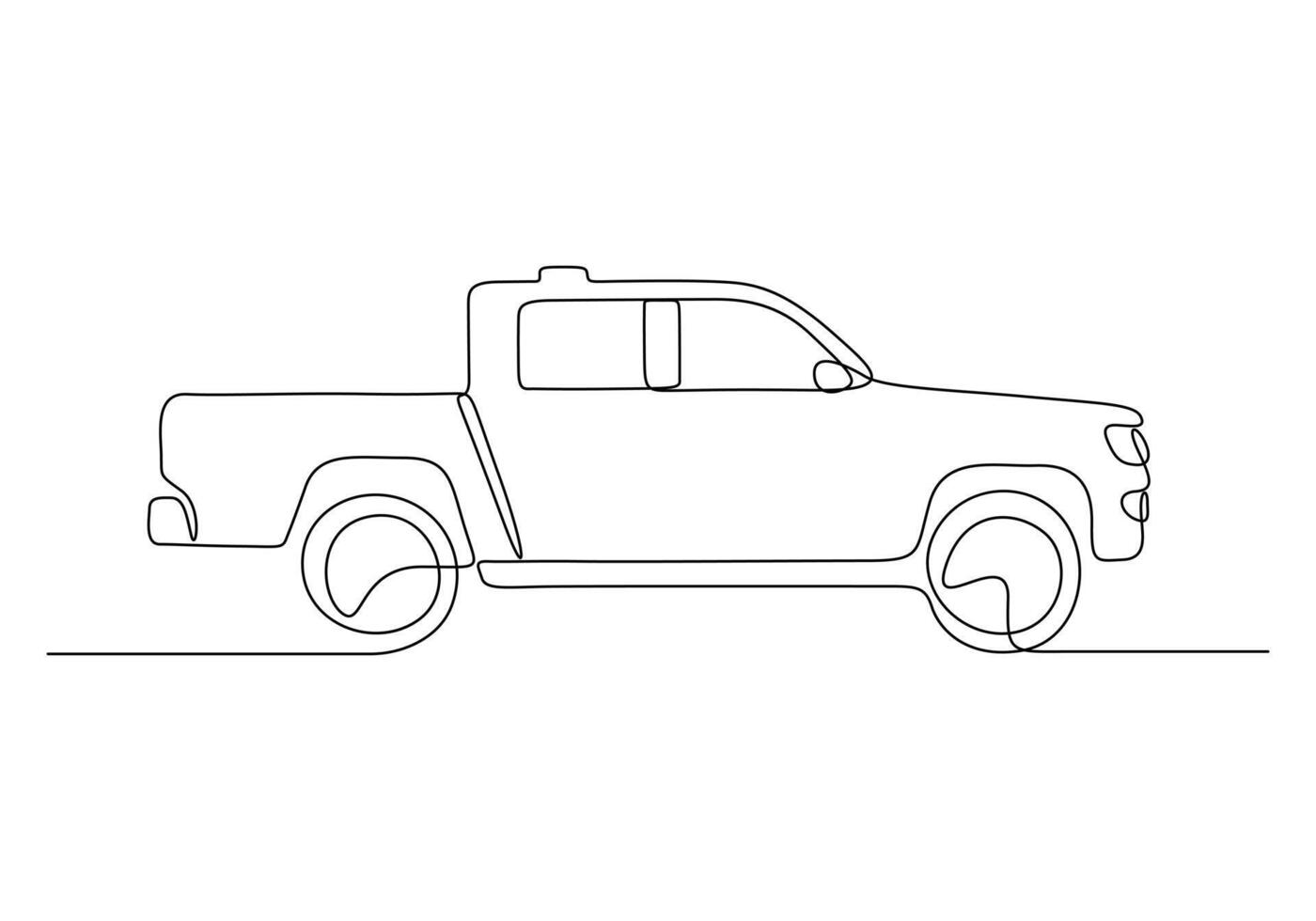 Pickup truck continuous one line drawing pro illustration vector