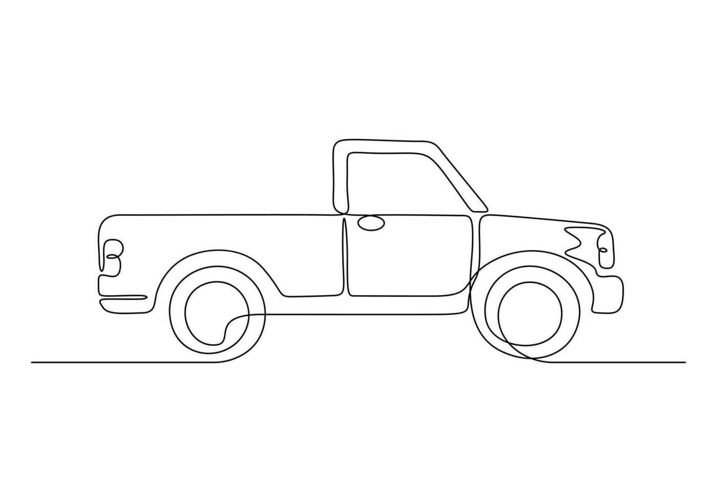 Pickup truck continuous one line drawing pro illustration vector