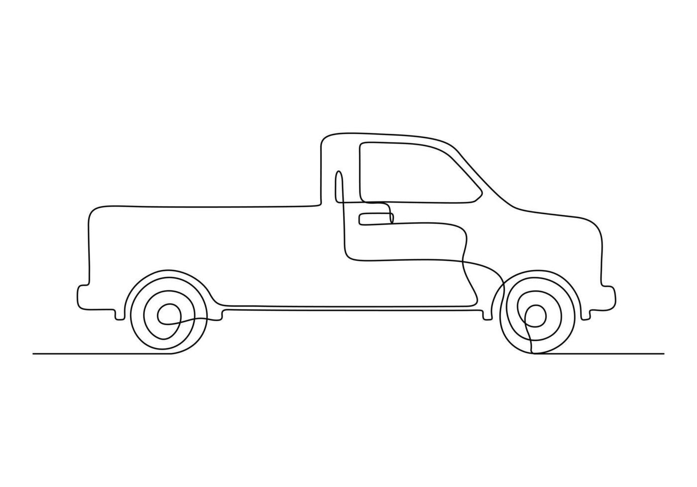Pickup truck continuous one line drawing pro illustration vector