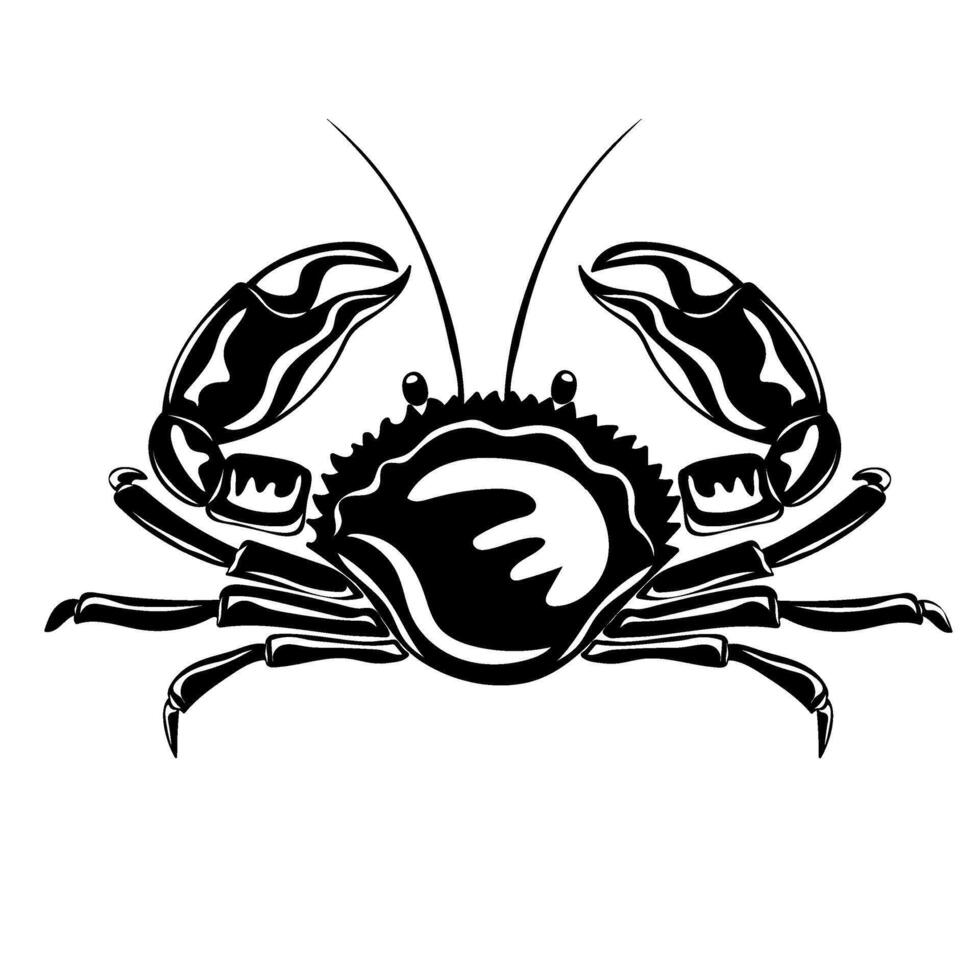 Silhouette of crab. Seafood shop logo, signboard, restaurant menu, fish market, banner, poster design template vector
