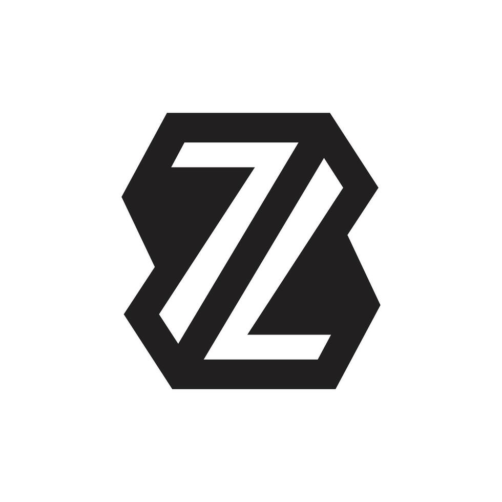 Letter Z modern shape negative space abstract monogram logo vector