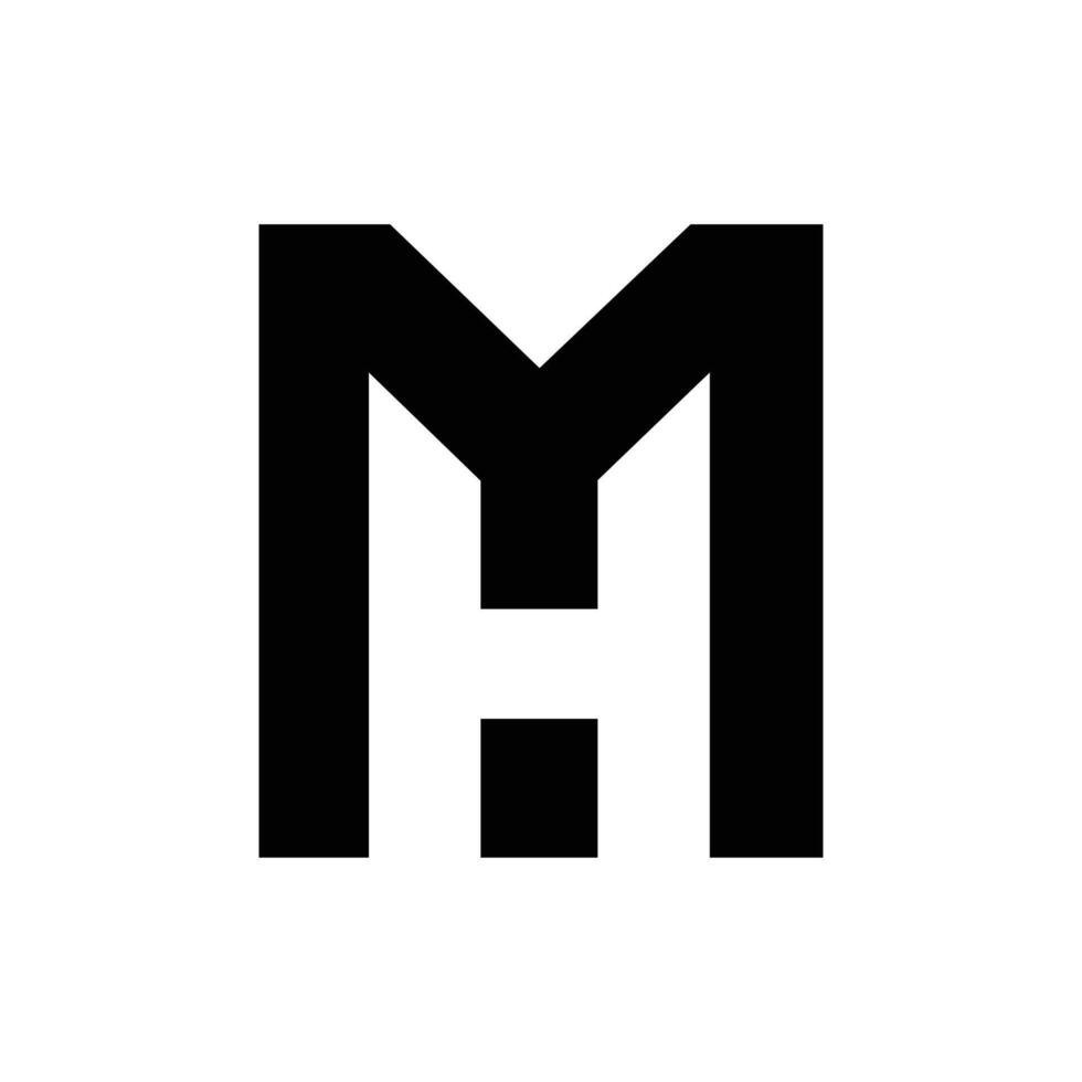 Letter Mh or Hm negative space monogram abstract vector