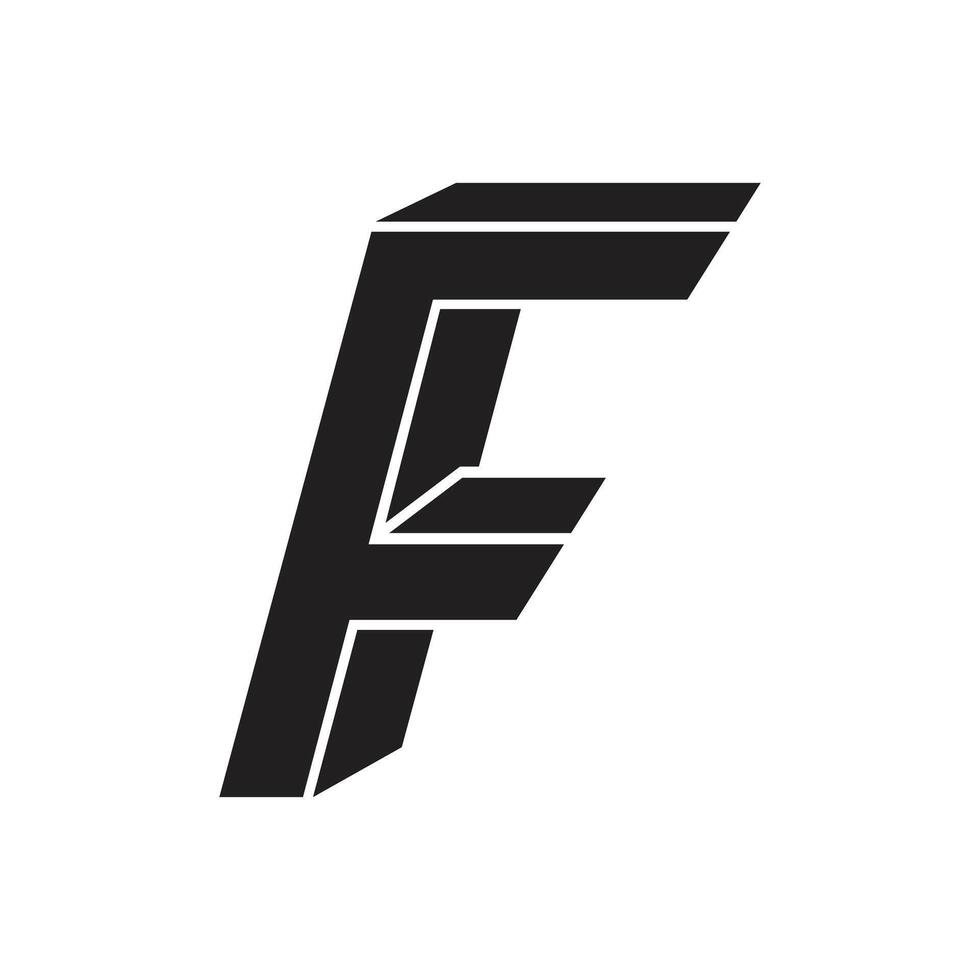 Letter F 3d style unique shapes alphabet modern typography monogram logo vector