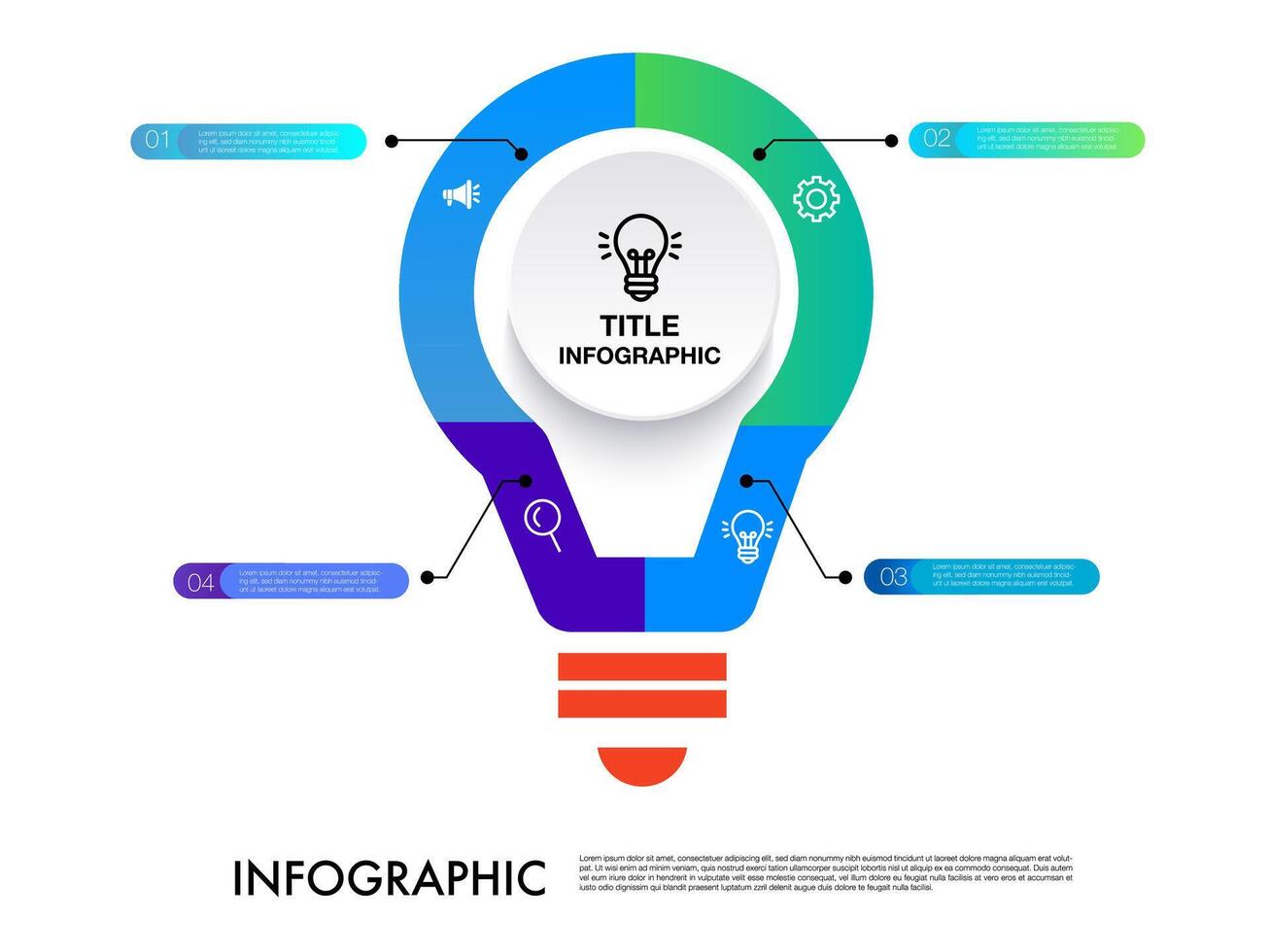 Infographic template for business.4 steps for marketing research idea goal concept vector