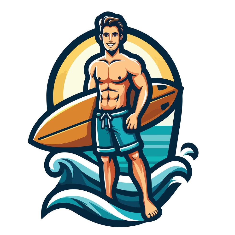 Summer surfing on the Beach Design vector