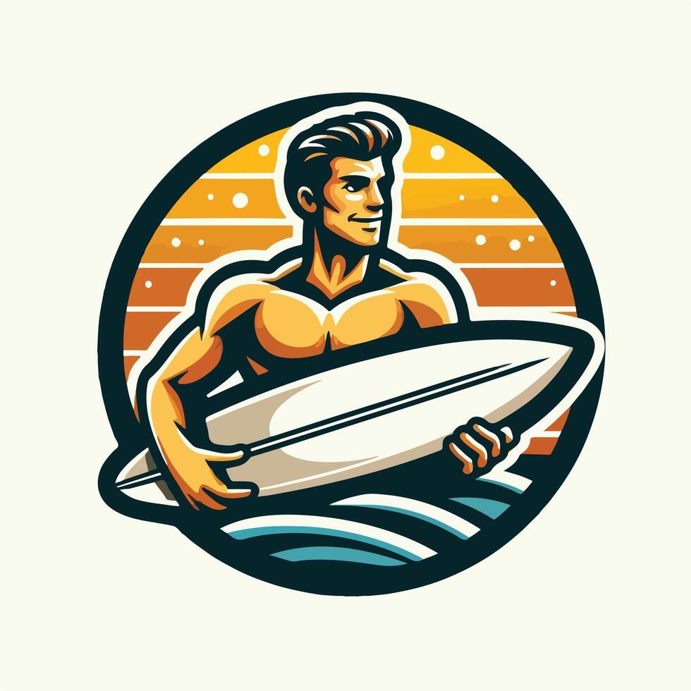 Summer surfing on the Beach Design vector