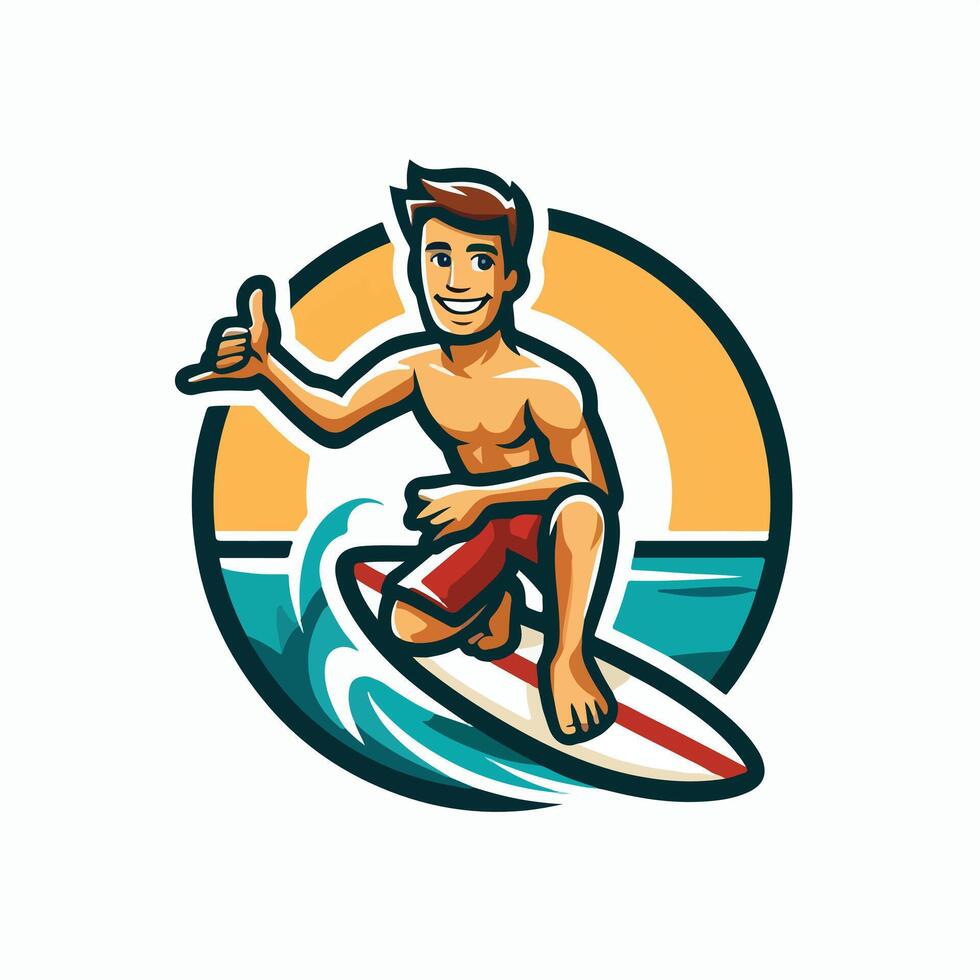 Summer surfing on the Beach Design vector