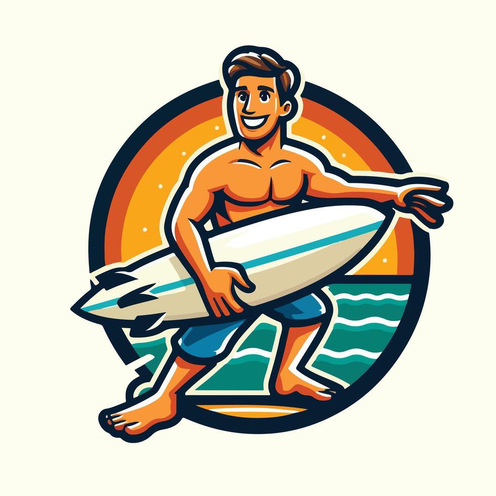 Summer surfing on the Beach Design vector