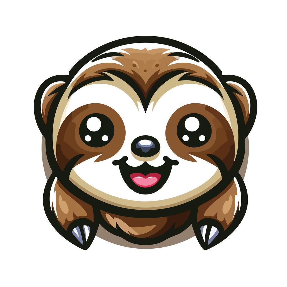 Cute Sloth emblem logo cartoon vector